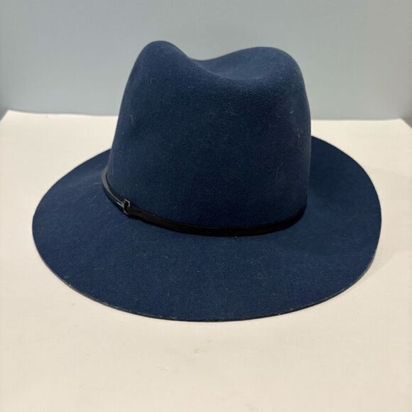 Janessa Leone Wool Felt Hat Blue Leather & Silver Buckle Band Size M - Picture 5 of 9
